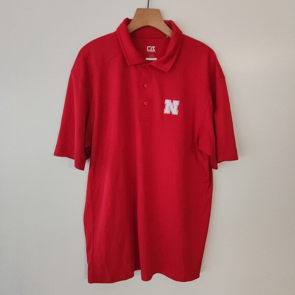 Nebraska Cornhuskers Polo Shirt Cutter & Buck Red Short Sleeve Large NEW NWOT - Picture 2 of 11